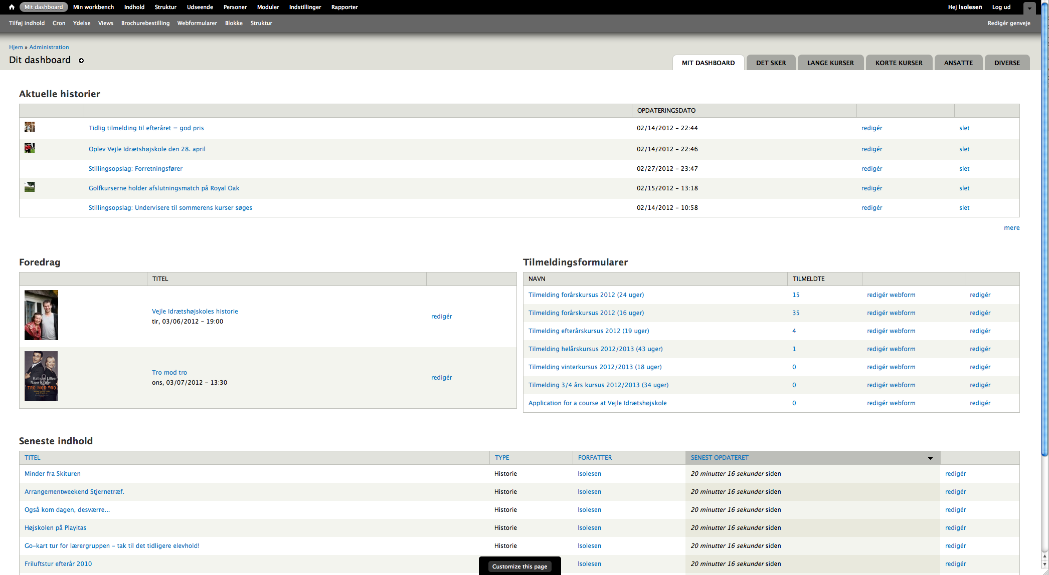 Screenshot of improved interface